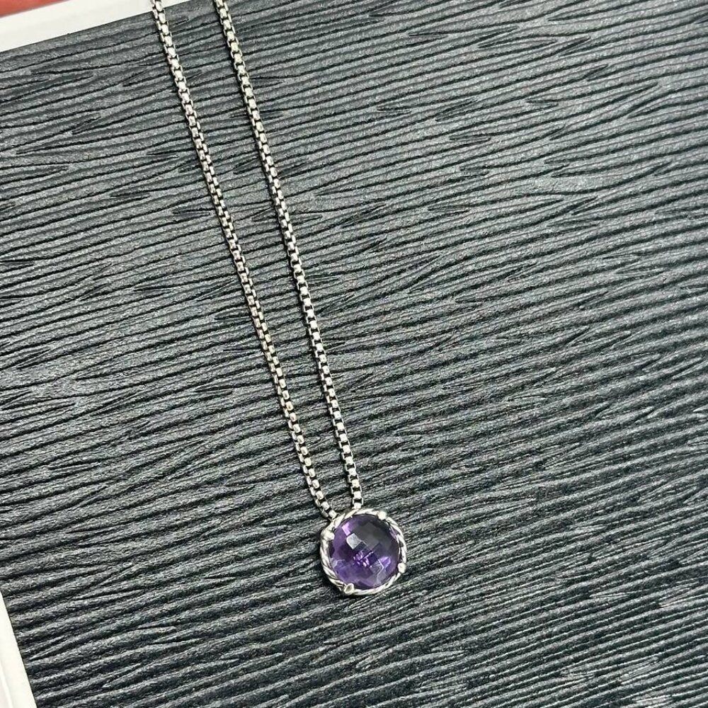 Authentic DAVID YURMAN women's sterling silver necklace with amethyst pendant - Picture 8 of 8
